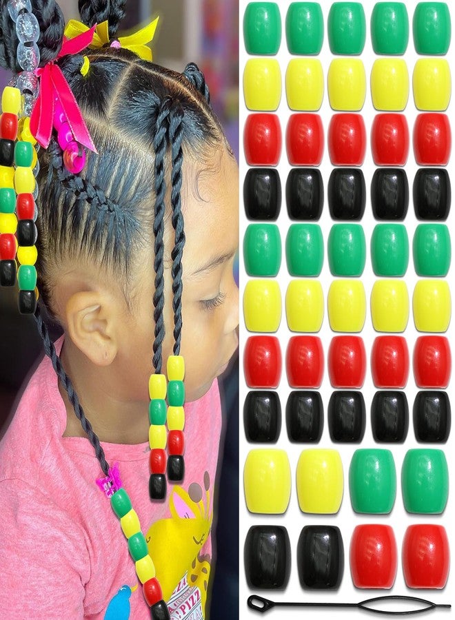 VENOFEN 48PCS Hair Beads Loc Dreadlock Jewelry 4 Colors Hair Tube Bead for Braids Acrylic Pony Bead Accessories for Kids Girls - Image 1
